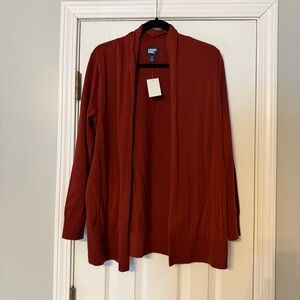 Lands' End Women's Rust Red Open Fromt Cardigan